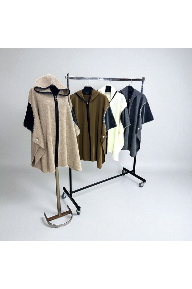 Akmoda Kalın Kışlık Triko Uzun Panço - 1