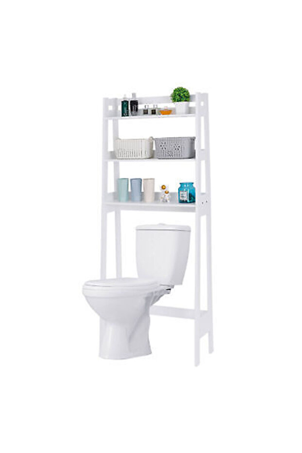 Durable 3-Tier Bathroom Shelf Over Toilet Organizer Shelf for Bathroom White