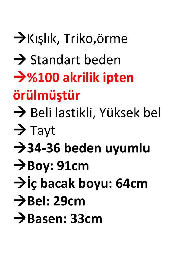 Kışlık, Esnek, Triko Örme Tayt - 2