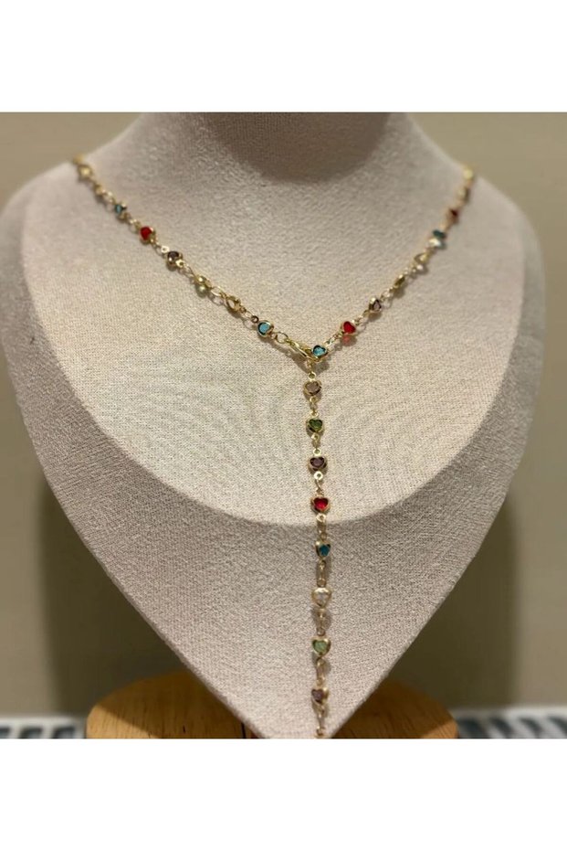 Steel Color Heart Y Model New Season Necklace