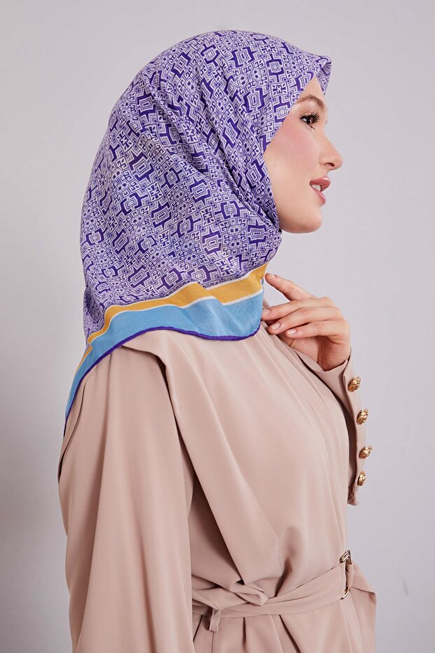 وشاح ناعم بنمط اللغز الأزرق - 1