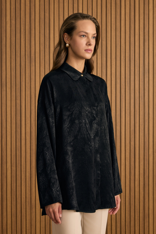 Dokusu Desenli Rayon Gömlek - 2