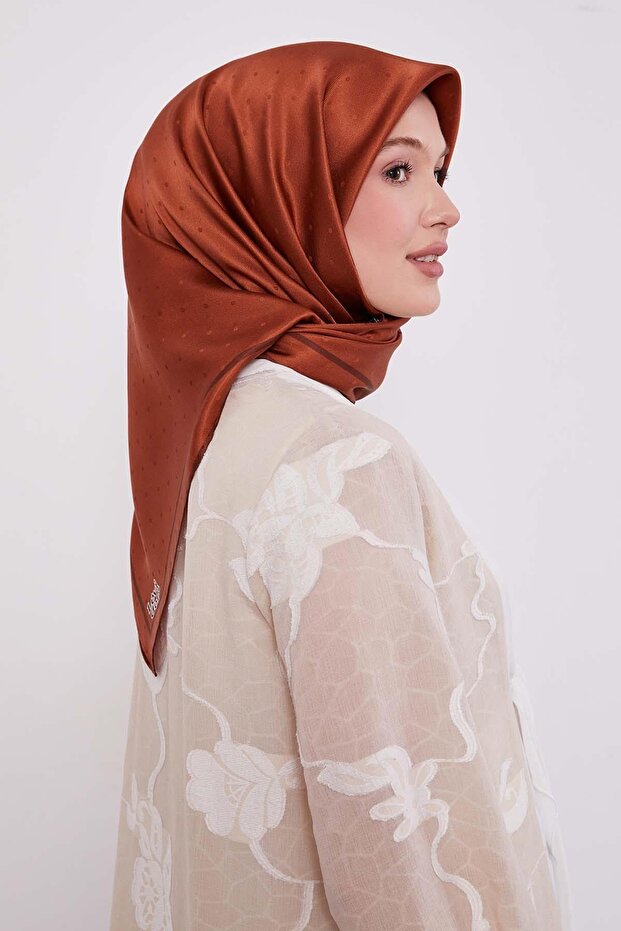 Tile Speckle Pattern Monogram Silk Scarf - 3