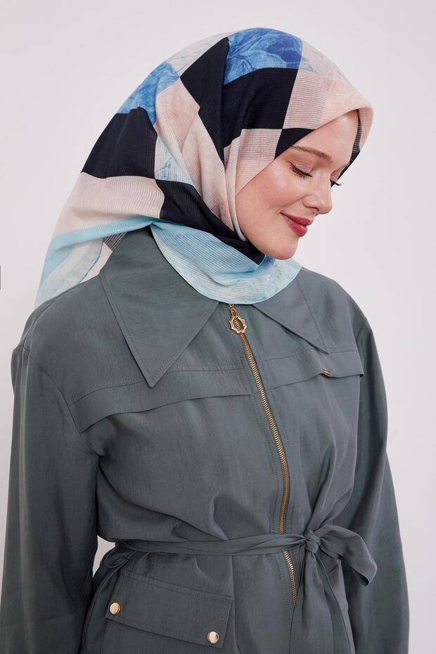 وشاح قطني بنمط خطوط أخضر نعناعي - 2