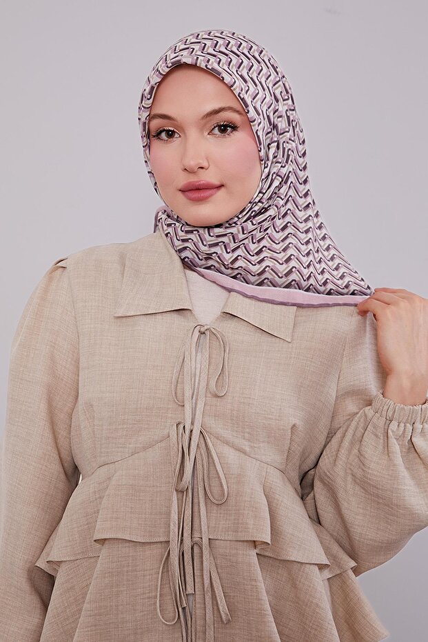 Powder Zigzag Pattern Soft Scarf - 3