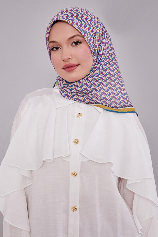 وشاح ناعم بنمط متعرج باللون الأخضر الطحالب - 3