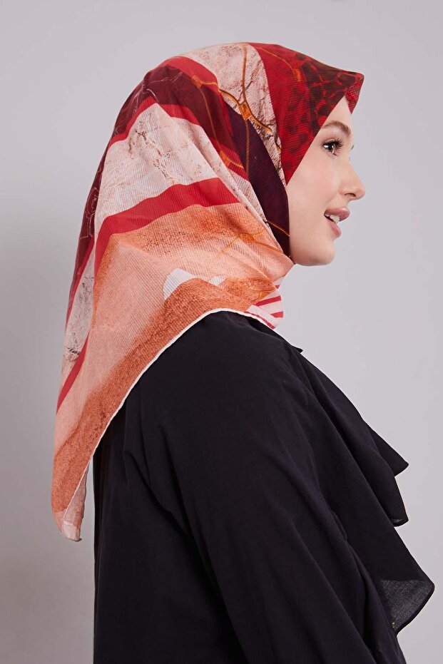 وشاح قطني بنمط شريط برتقالي - 3