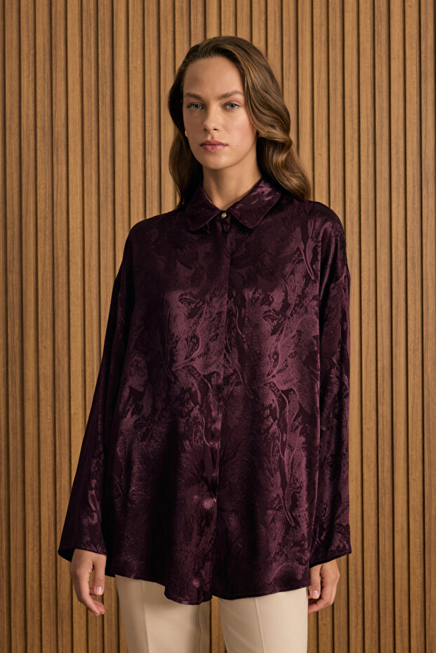 Dokusu Desenli Rayon Gömlek - 3