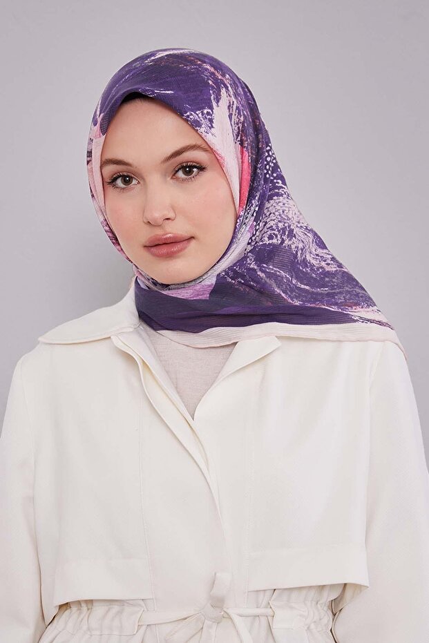 وشاح قطني بنمط فرشاة كريمية - 1