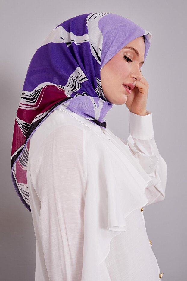 Purple Abstract Pattern Soft Scarf - 1