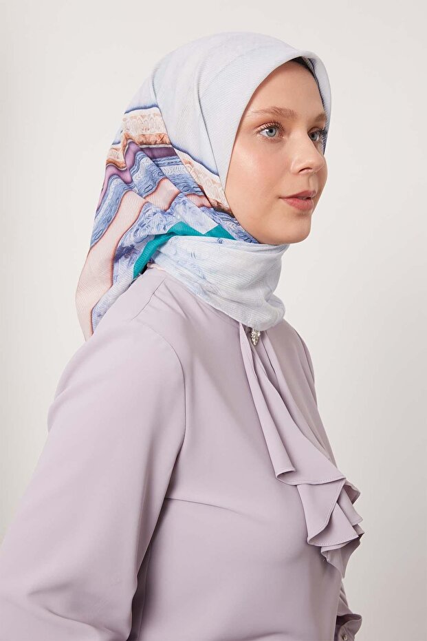 وشاح قطني بنمط شريط بنفسجي - 3