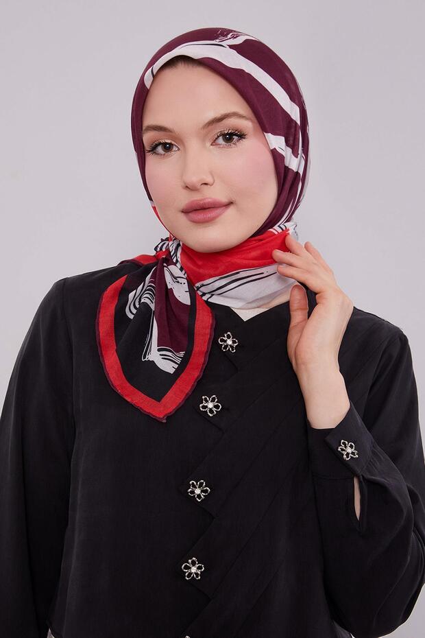 Cherry Abstract Pattern Soft Scarf - 3