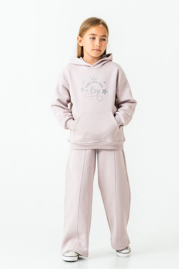 Girl's You Are the One Printed 3 Thread Thick Winter Tracksuit Set Ak4204