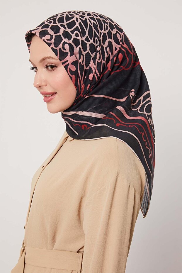 قماش قطني بنمط عرقي أسود - 1