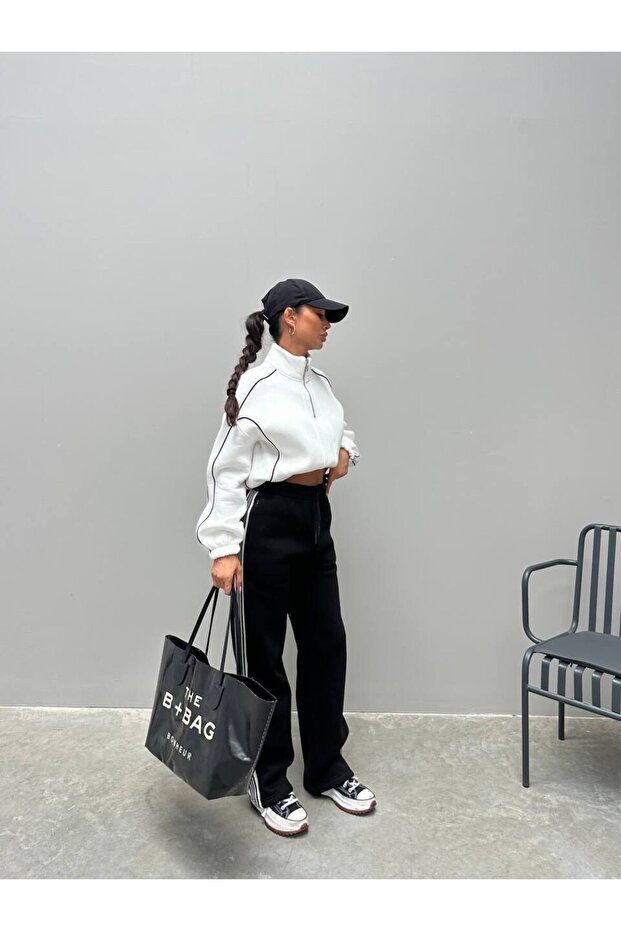 Fleece-Lined Tracksuit Set-L