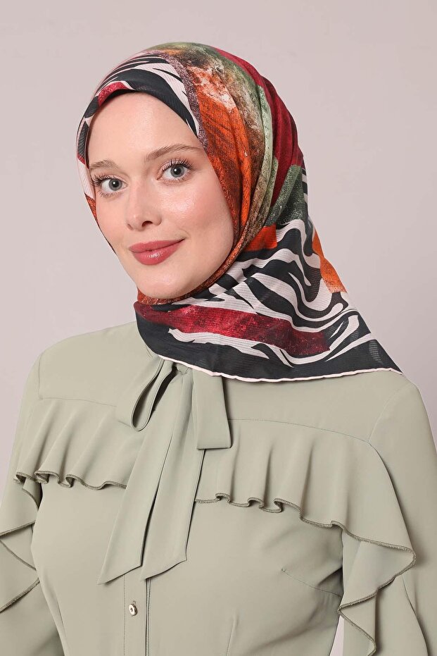 Black Zebra Pattern Cotton Scarf - 2