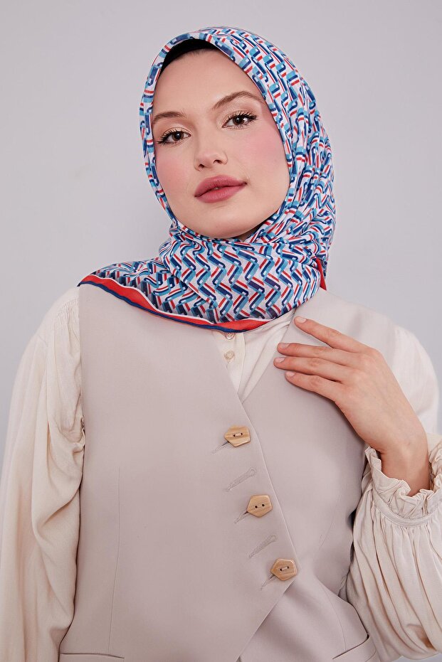 وشاح ناعم بنمط متعرج أحمر - 2