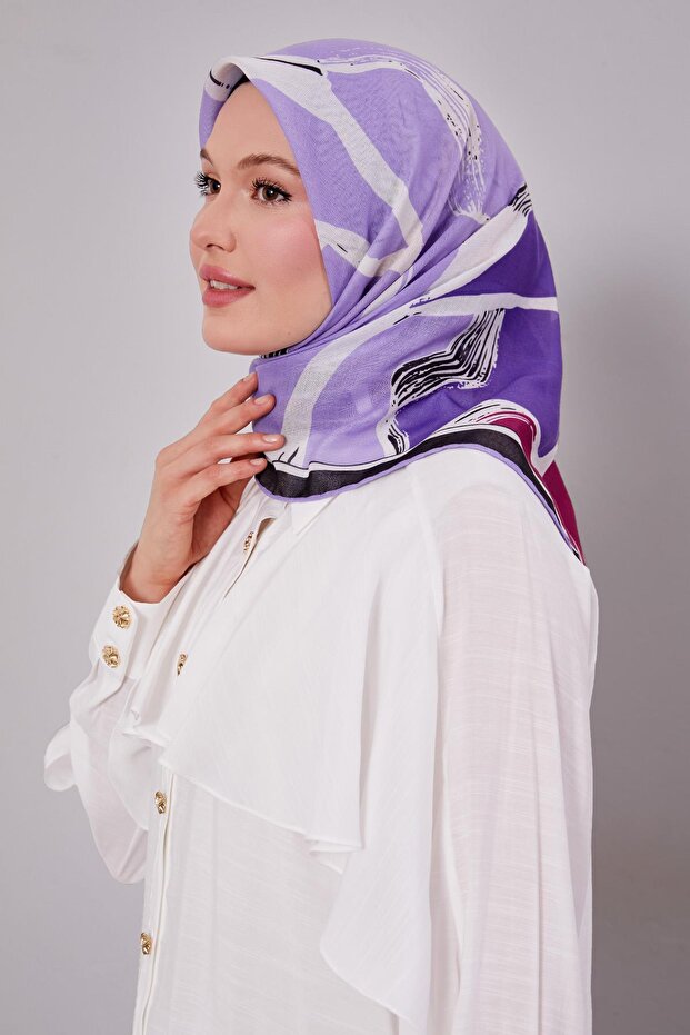 Purple Abstract Pattern Soft Scarf - 2