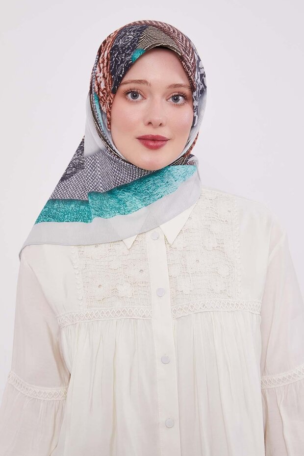 وشاح قطني رمادي اللون - 3