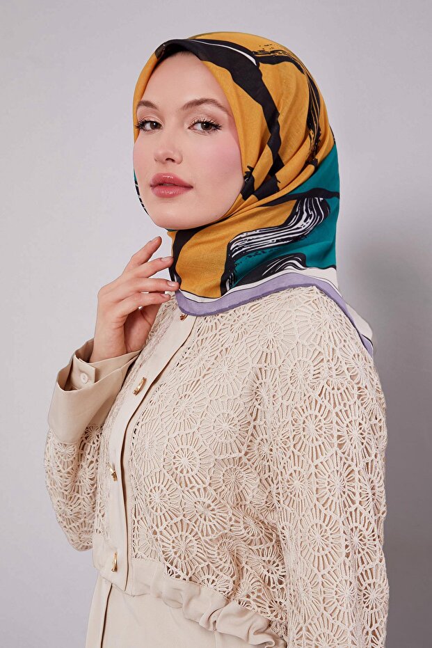 Lilac Abstract Pattern Soft Scarf - 2