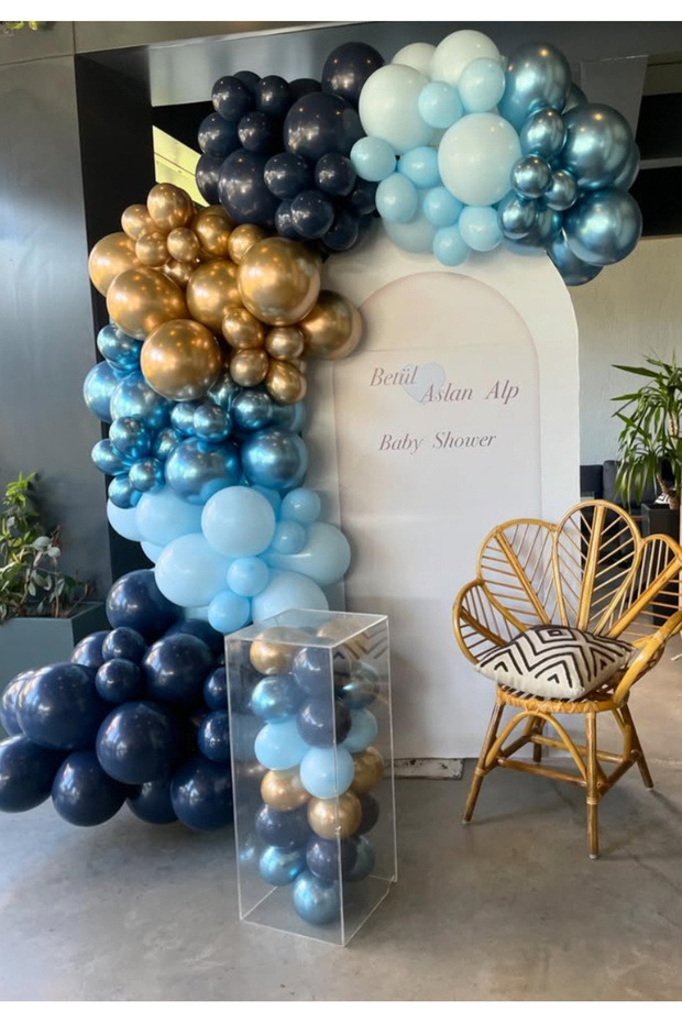 Navy Blue Chrome Gold Balloon Set of 100
