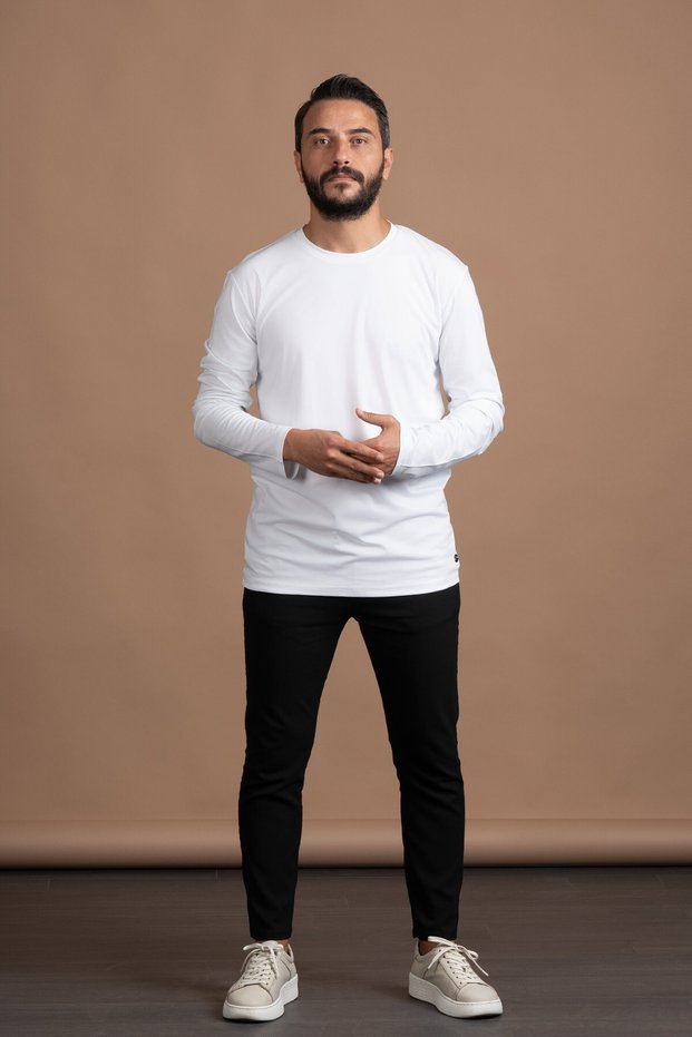 Regular Fit Crew Neck Rayon Fabric Full Lycra Long Sleeve Sweatshirt