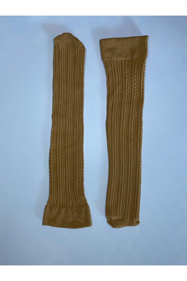 Knit Embossed Knitwear 200 Denim Patterned Thick Winter Nude Knee-Length Pantyhose