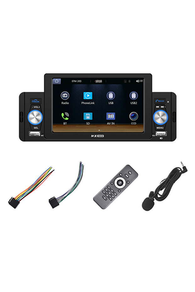 MP5 Player με Carplay & Android auto 1 Din, MaxTech®, οθόνη HD 5 ιντσών