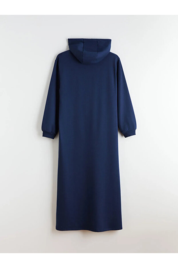 LCW Modest Lacivert Kapüşonlu Sweat Elbise - 1