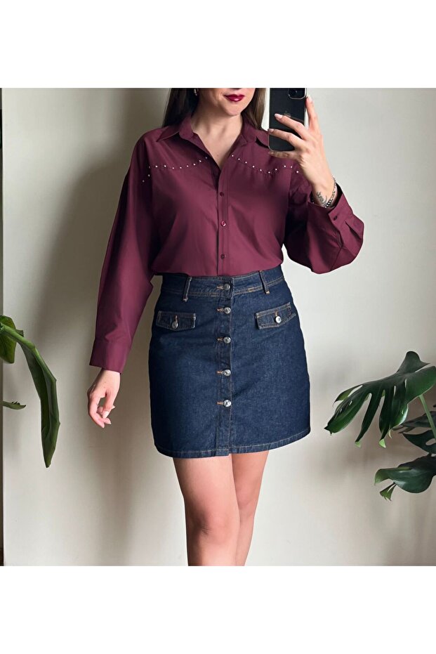 TROKLU OVERSİZE GÖMLEK - 1