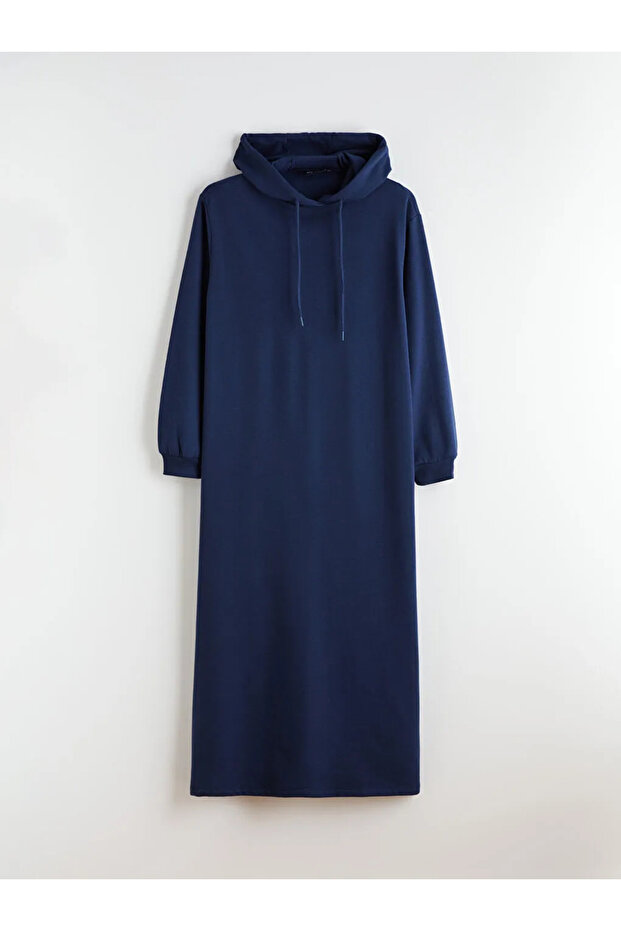 LCW Modest Lacivert Kapüşonlu Sweat Elbise - 3