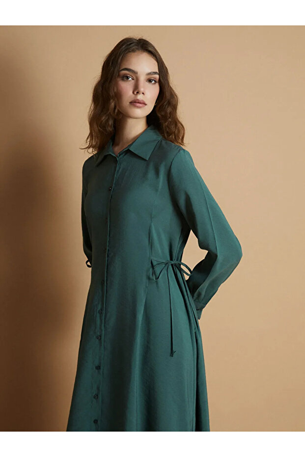 LCW Modest Yeşil Modal Karışımlı Gömlek Elbise - 1