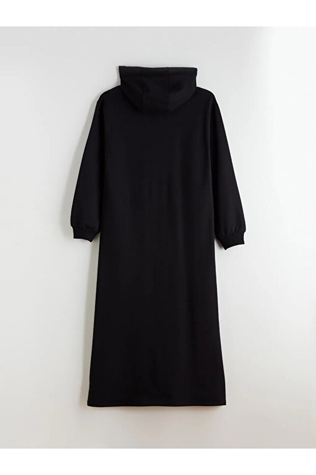 LCW Modest Siyah Kapüşonlu Sweat Elbise - 2