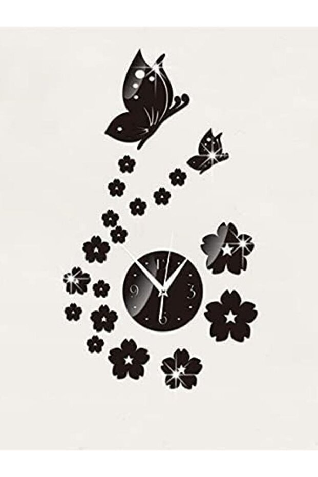 Butterflies & Flowers 3D Acrylic Wall Clock – Modern Bedroom & Living Room Home Décor Gift