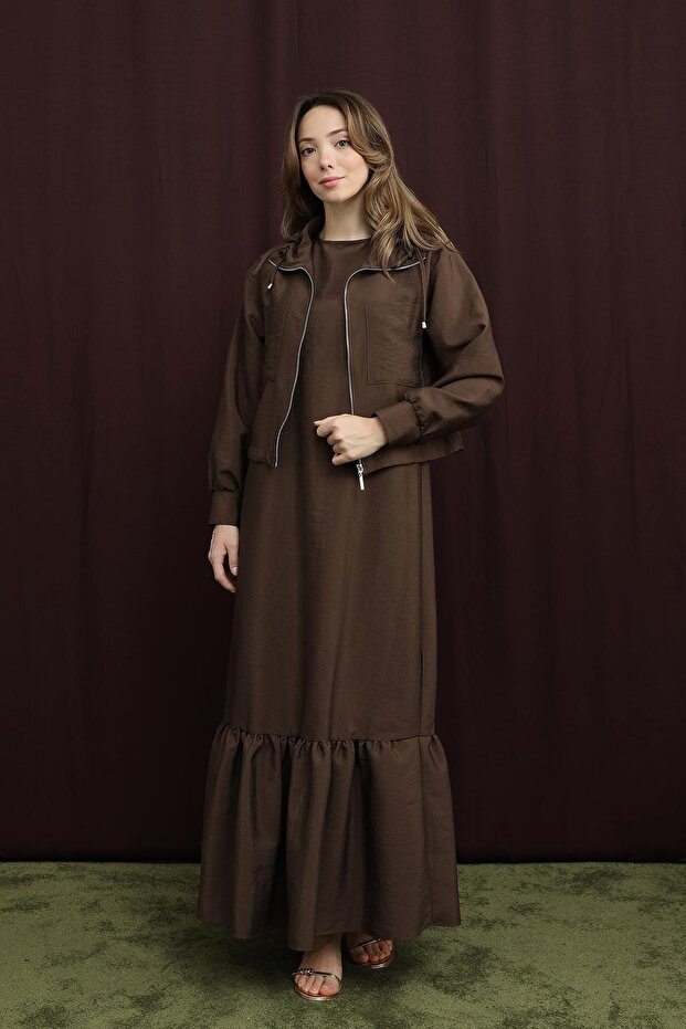 Crop Jacket Detailed Dress 12651
