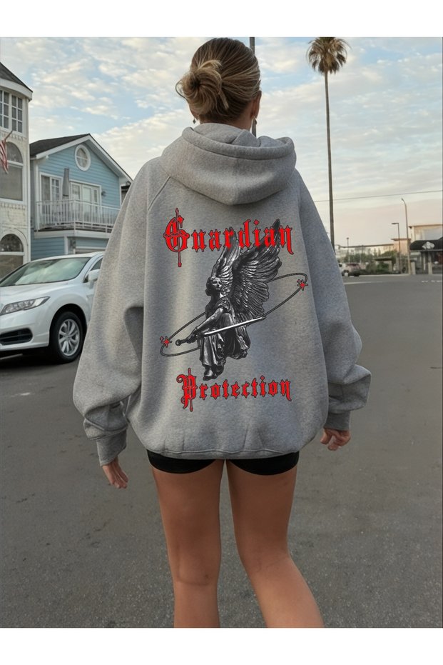 Unisex Guardion Colorful Custom Printed Cotton Oversize Hooded Sweatshirt