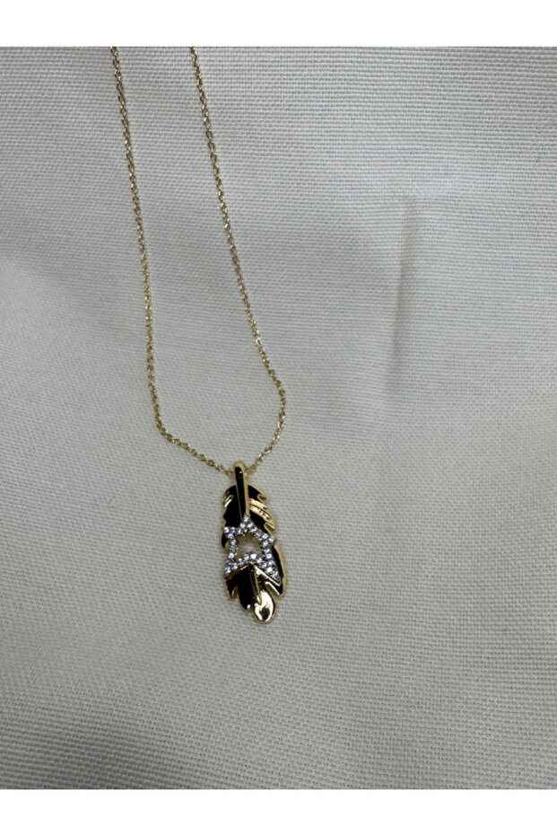 Feather Necklace with Stone