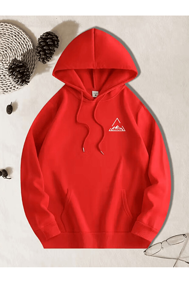 Minimalist Mountain Printed Hooded Sweatshirt