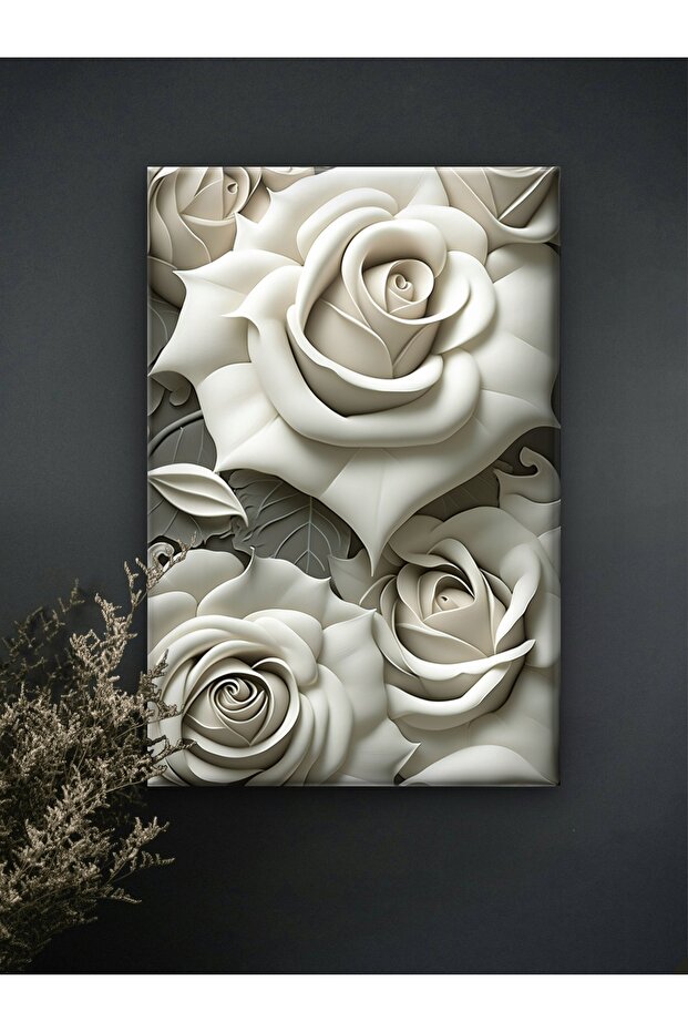 BEYAZ GÜLLER - BASKI KANVAS TABLO - 2