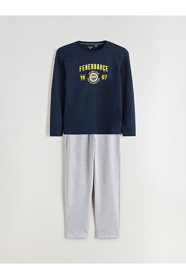 Giyçık Storeden Navy Blue Fenerbahçe Printed Men's Pajama Set