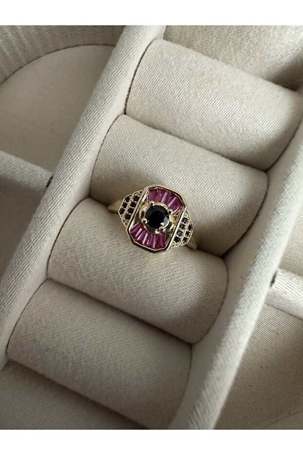 Fuchsia Stone Focus Pinky Ring - 1
