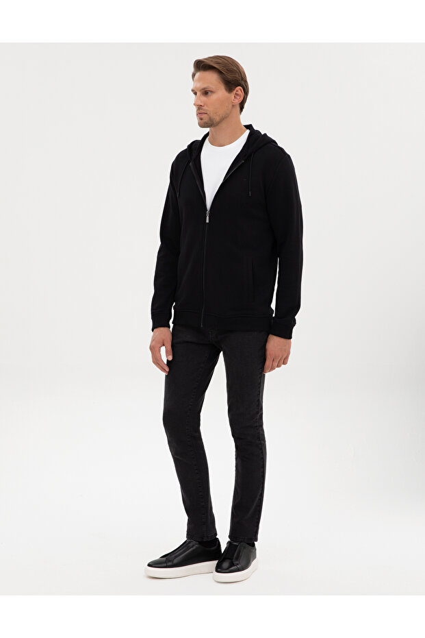 Siyah Regular Fit Örme Hırka 50317656-VR046 - 4