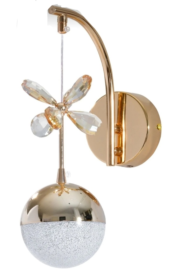 Led Sarkıt Aplik Kristal Top Gri Krom Lüks Modern 3 Renk Aplik - 3