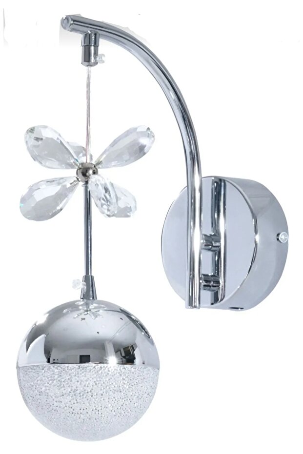 Led Sarkıt Aplik Kristal Top Gri Krom Lüks Modern 3 Renk Aplik - 1