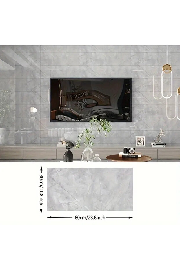 Gray Marble Patterned Aluminum Plastic Wall Sticker - 3