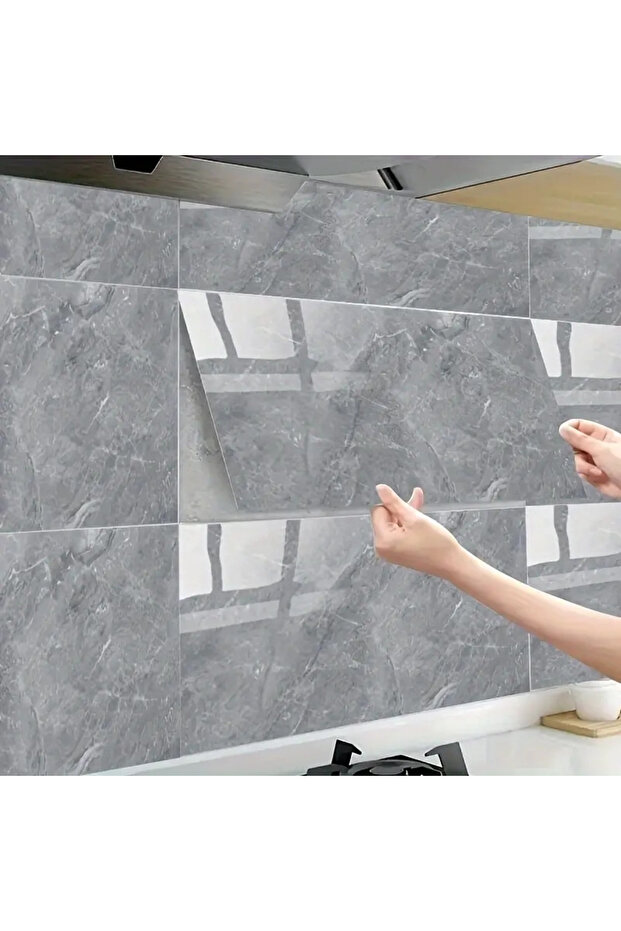 Gray Marble Patterned Aluminum Plastic Wall Sticker - 1