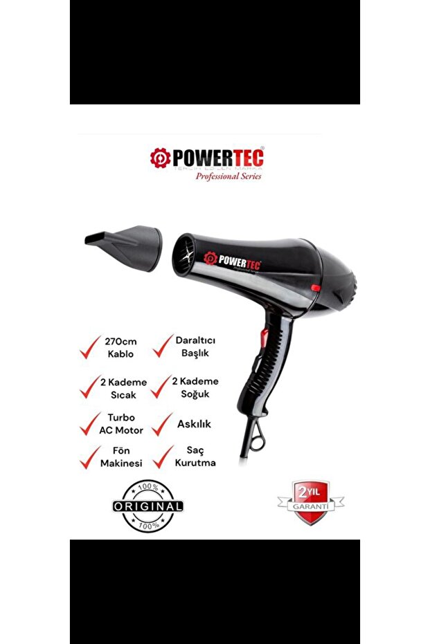 Siyah Renkli Güçlü ve Hafif Fön Makinesi, Pratik Kullanım - 1