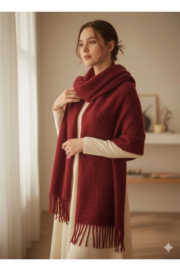Acrylic Shawl-Red