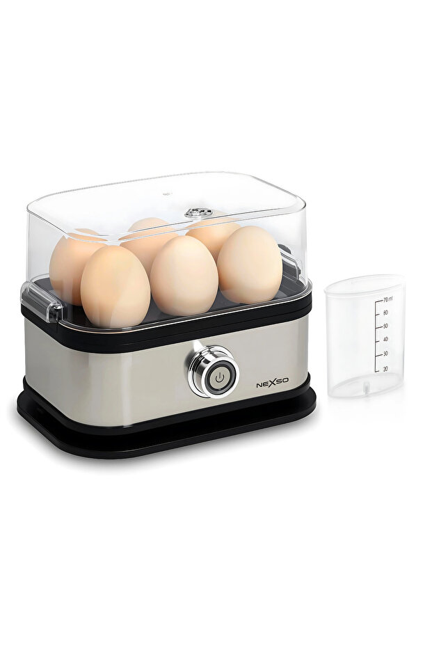 Electric Egg Boiler & Cooker – 200W Auto Shut-Off, Stainless Steel Body with Measuring Cup, Compact