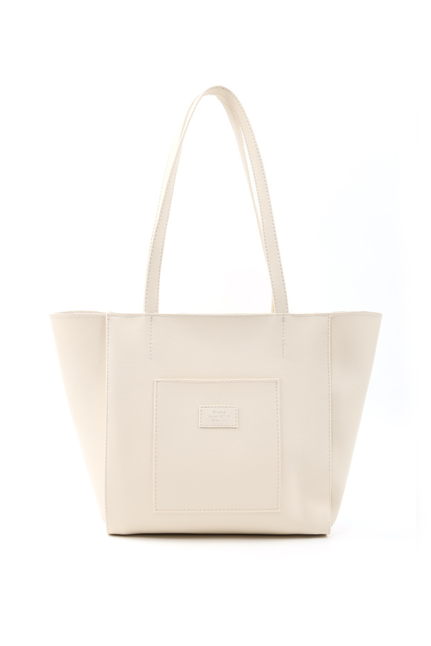 Cream Shk255 Large Size Faux Leather Hand, Arm and Shoulder Bag with Front Pocket and Zipper